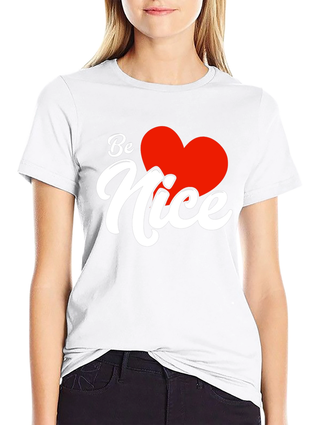 Be Nice Heart Graphic Black T-Shirt