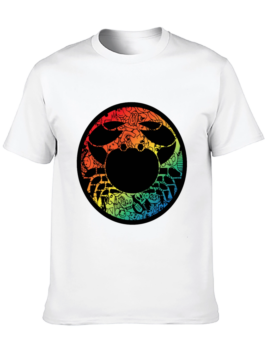 Abstract Doodle Graphic Print Black Tee