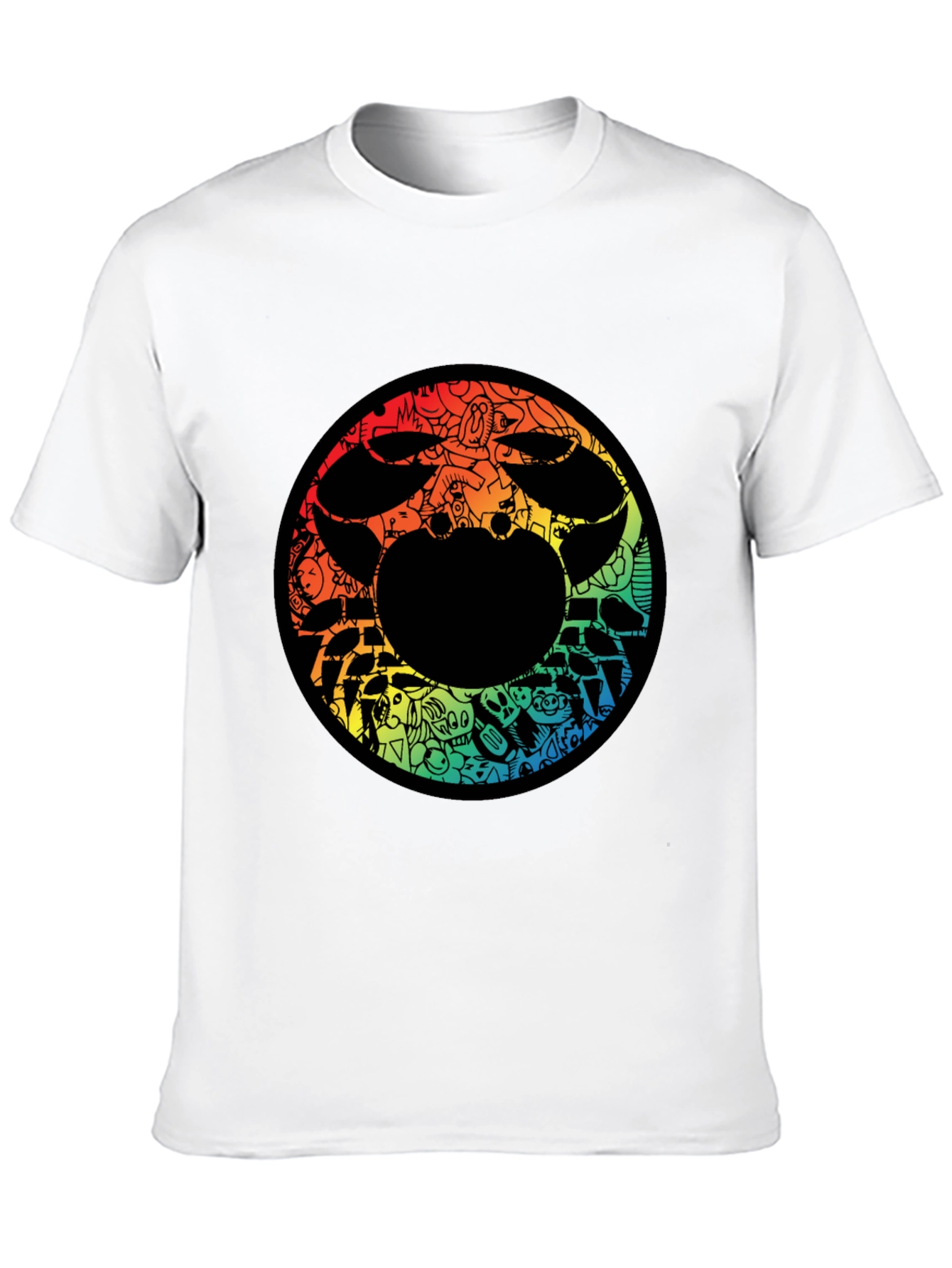 Abstract Doodle Graphic Print Black Tee