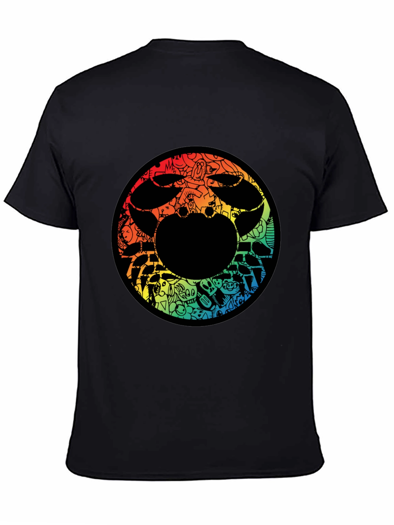 Abstract Doodle Graphic Print Black Tee