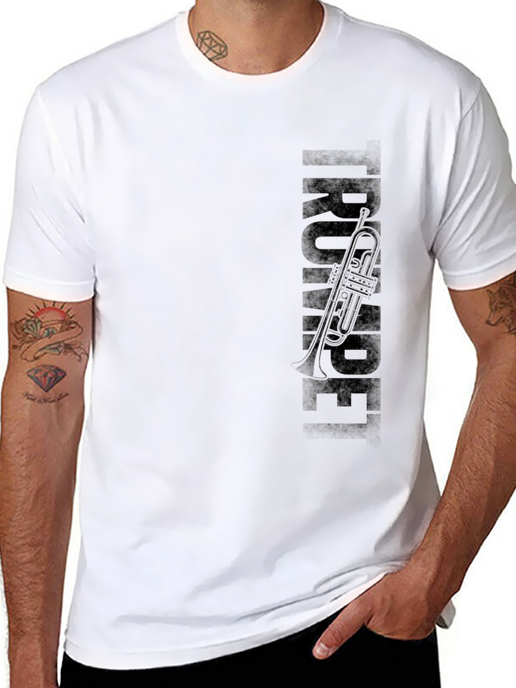 Trumpet Graphic Print Crew Neck T-Shirt