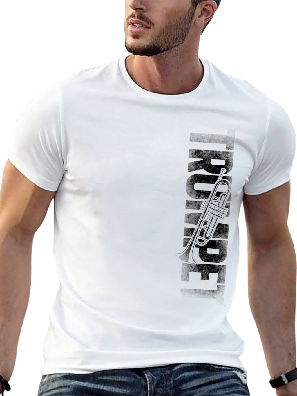 Trumpet Graphic Print Crew Neck T-Shirt