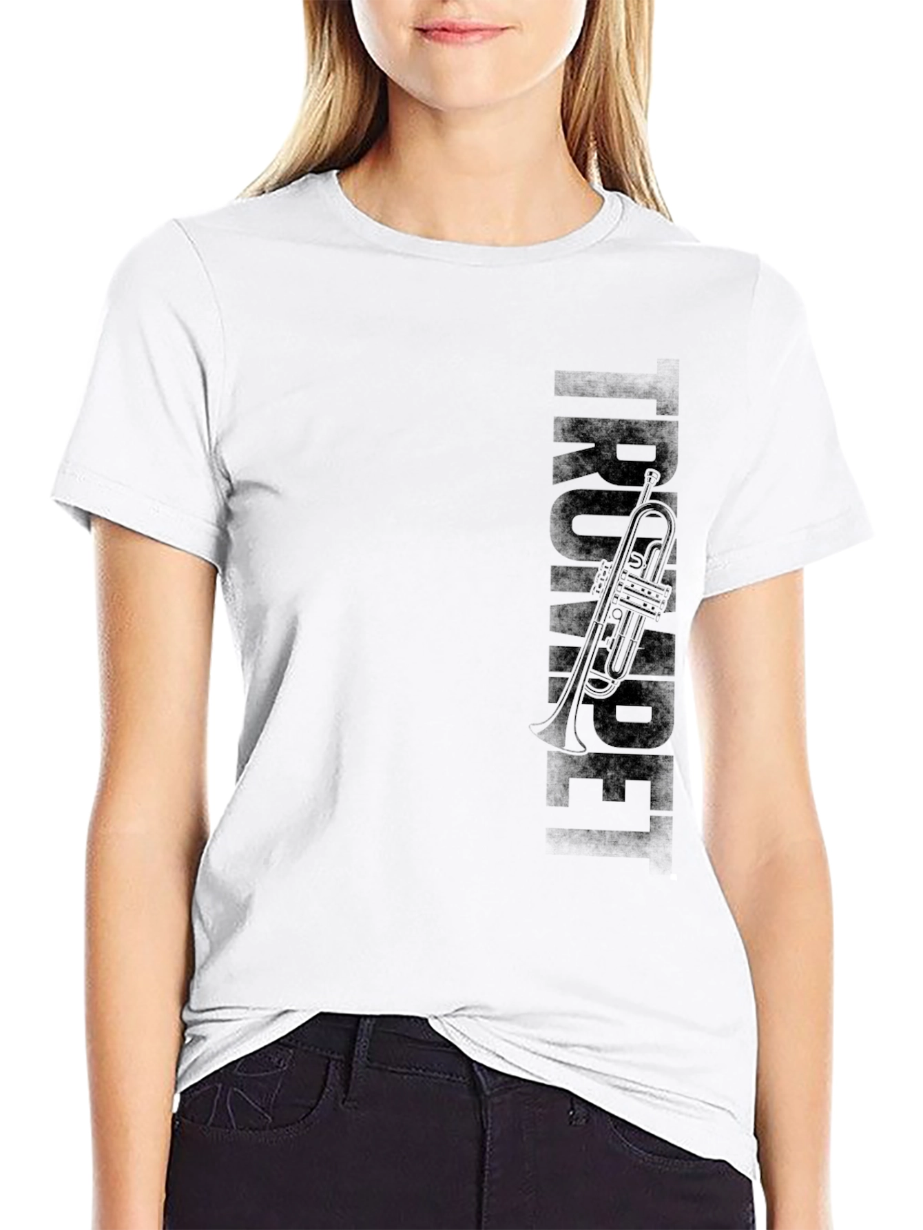 Trumpet Graphic Print Crew Neck T-Shirt