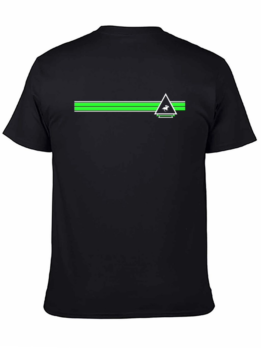 Black Tee with Green Stripe & Triangle Logo