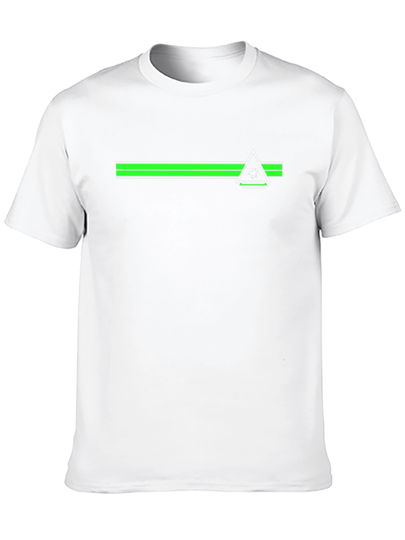 Black Tee with Green Stripe & Triangle Logo