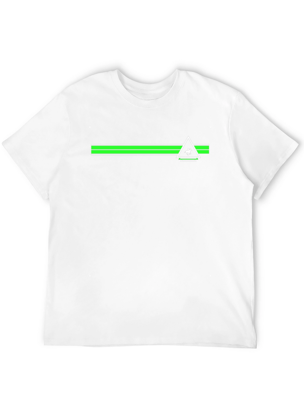 Black Tee with Green Stripe & Triangle Logo