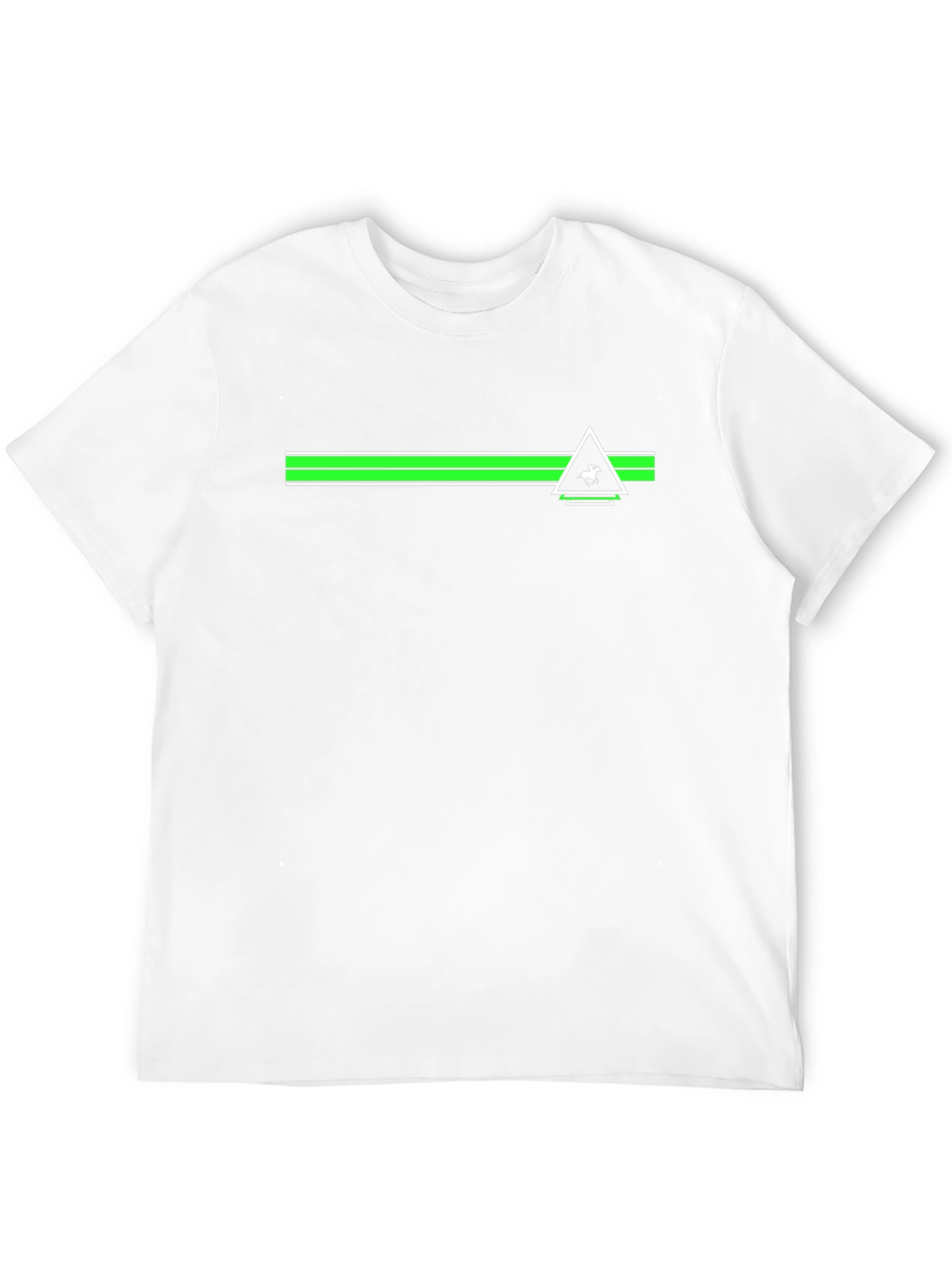 Black Tee with Green Stripe & Triangle Logo