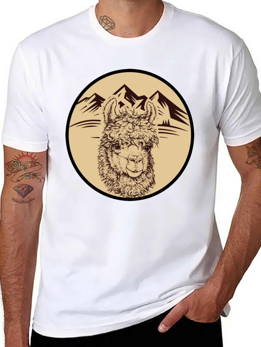 Llama Mountain Graphic Tee - Black