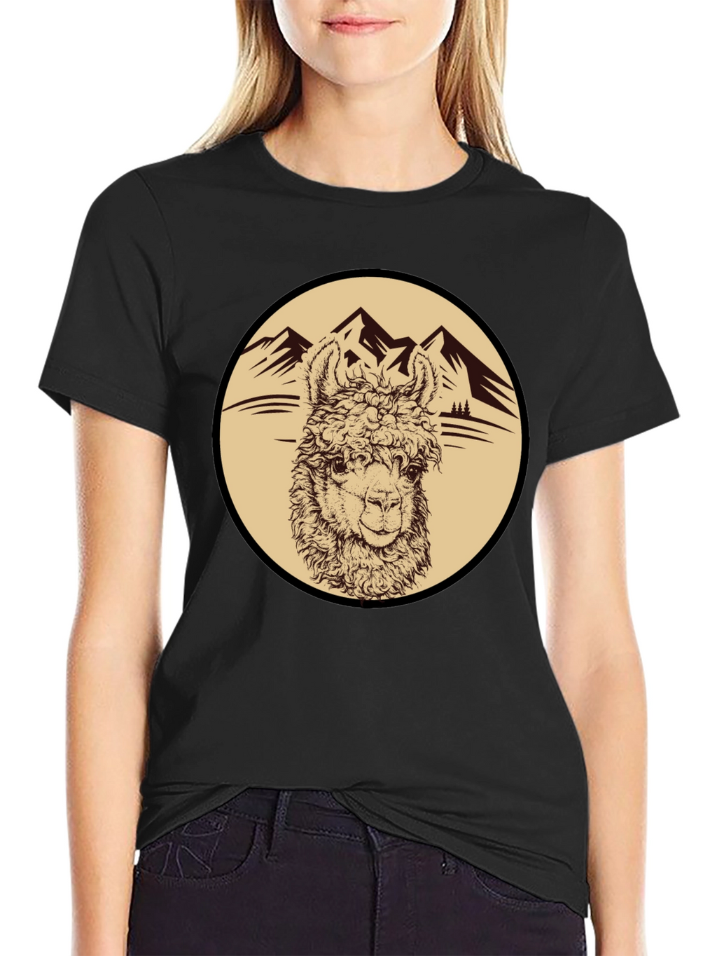 Llama Mountain Graphic Tee - Black
