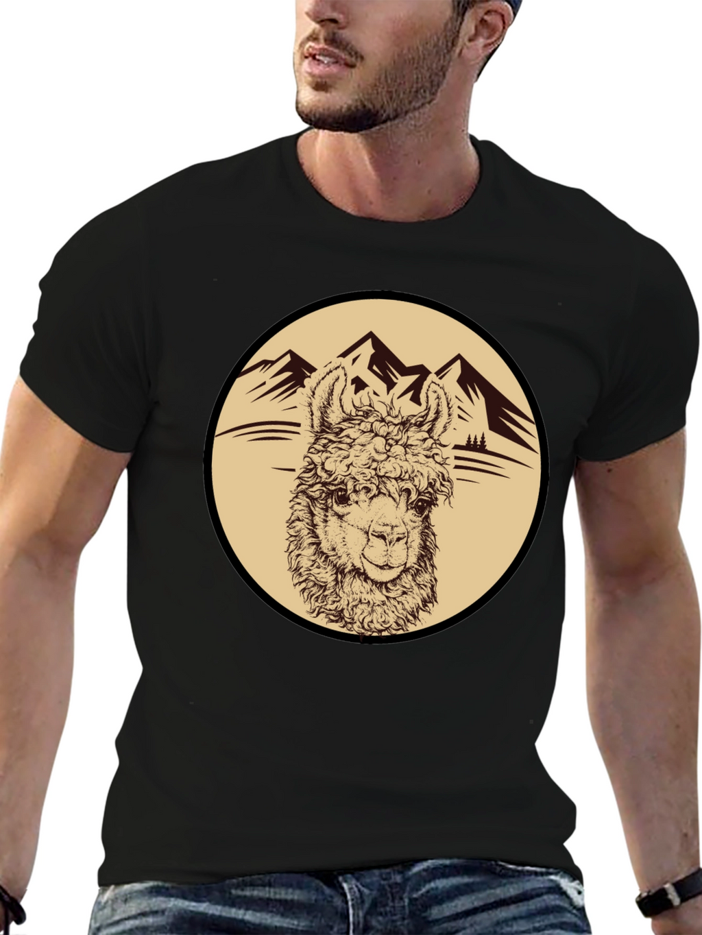 Llama Mountain Graphic Tee - Black