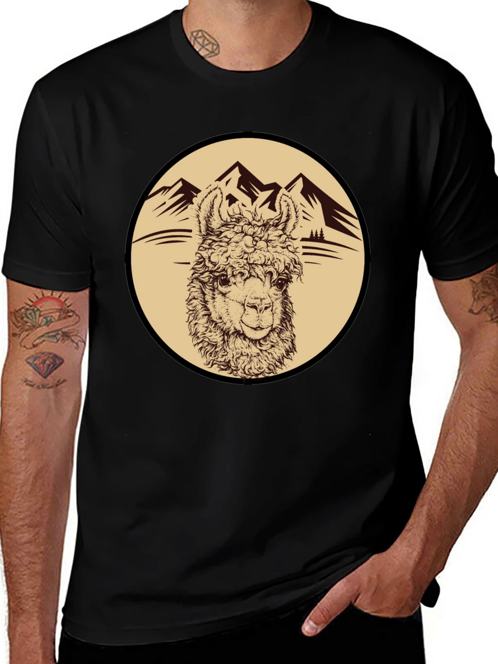 Llama Mountain Graphic Tee - Black
