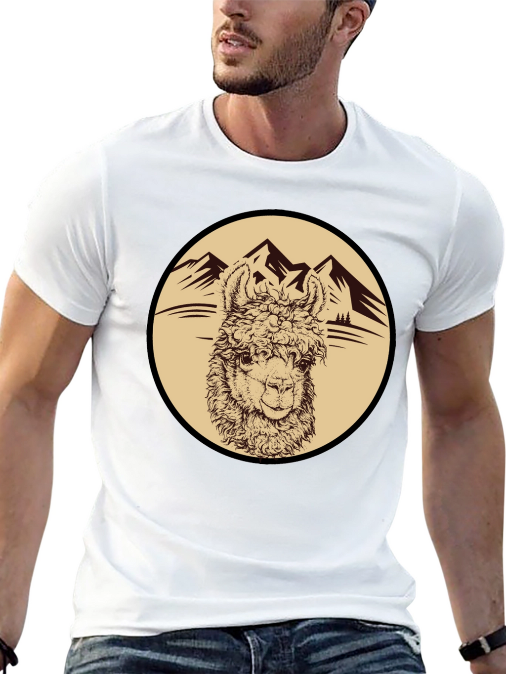 Llama Mountain Graphic Tee - Black