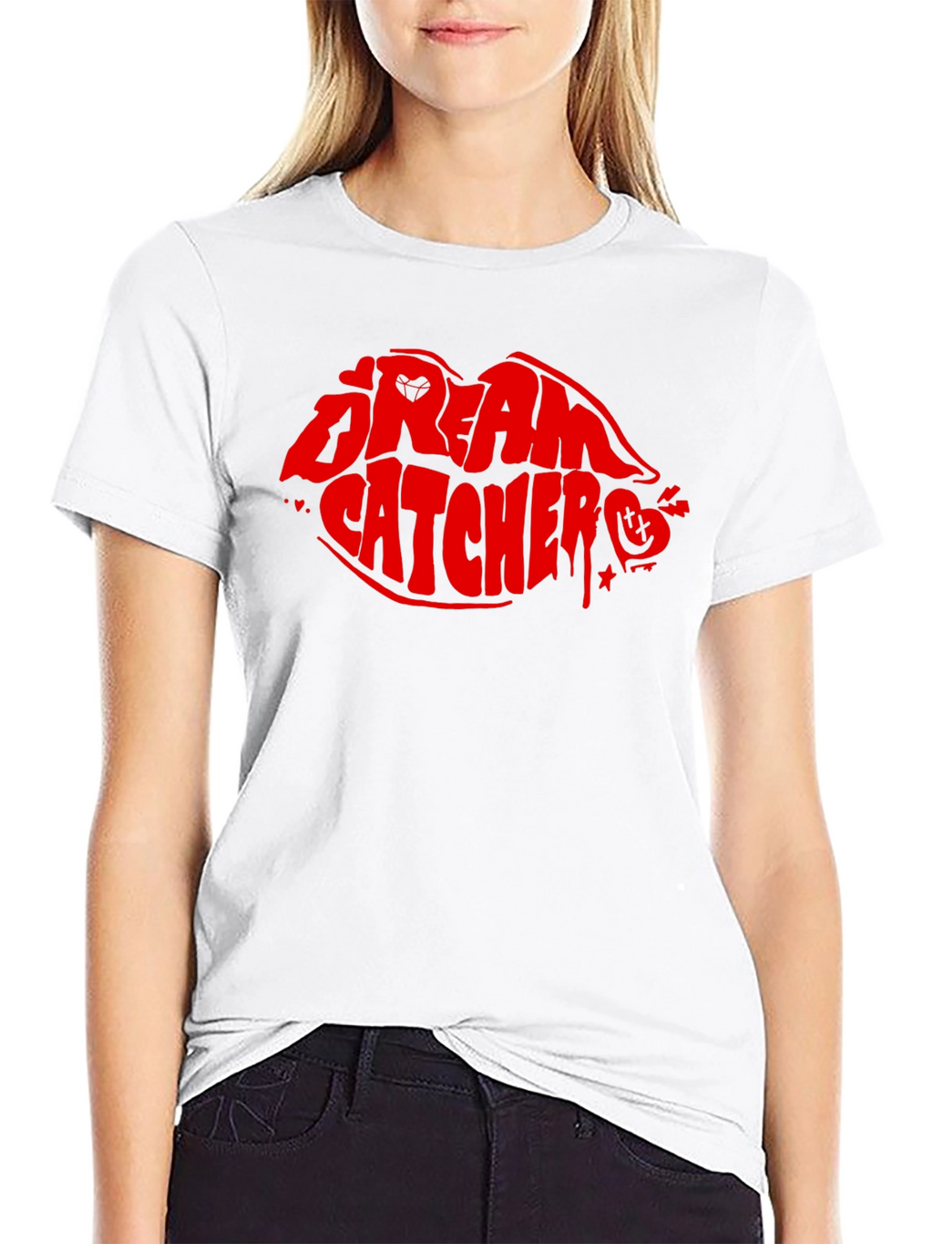 Dream Catcher Lips Graphic T-Shirt - Black