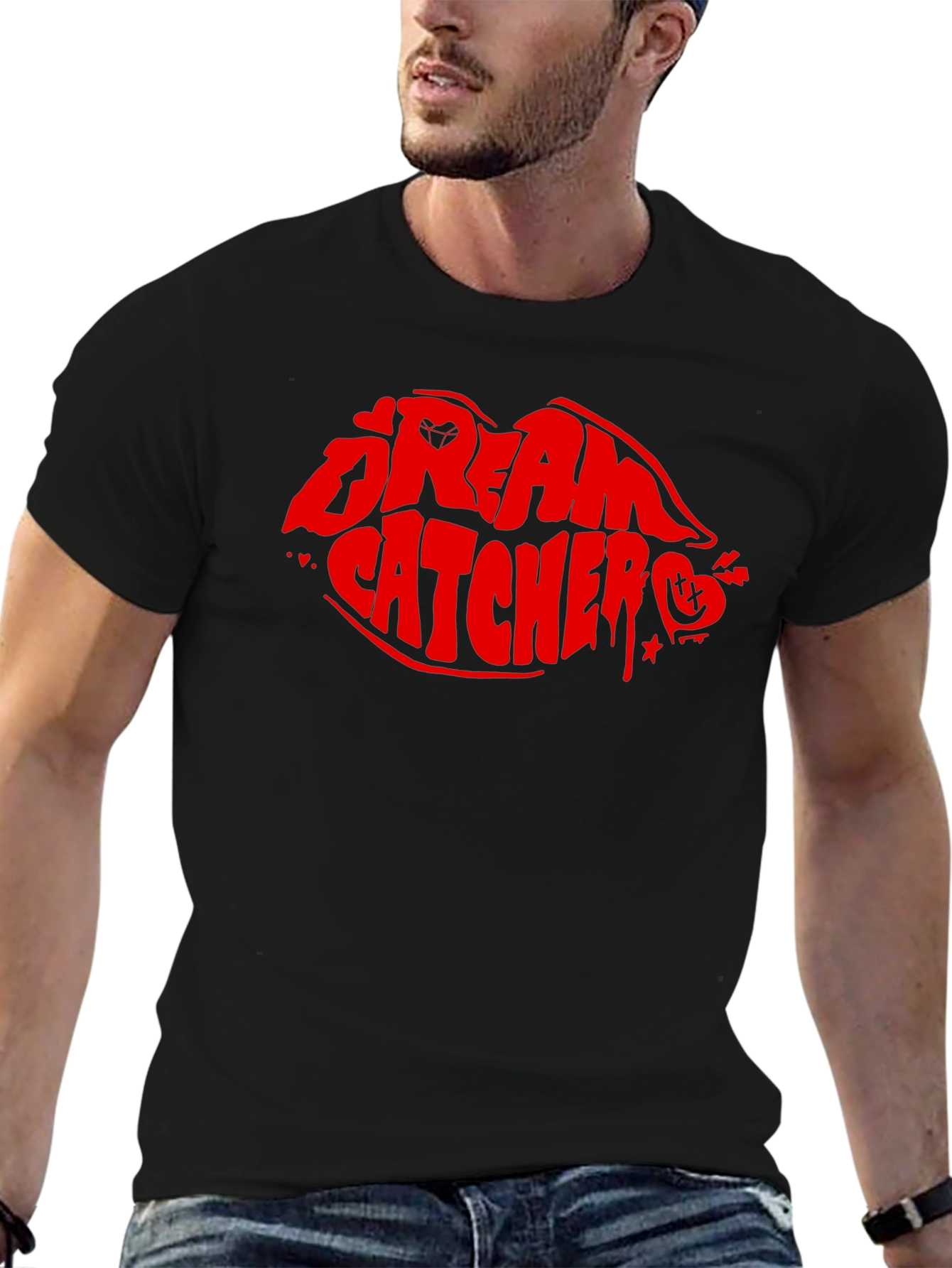 Dream Catcher Lips Graphic T-Shirt - Black