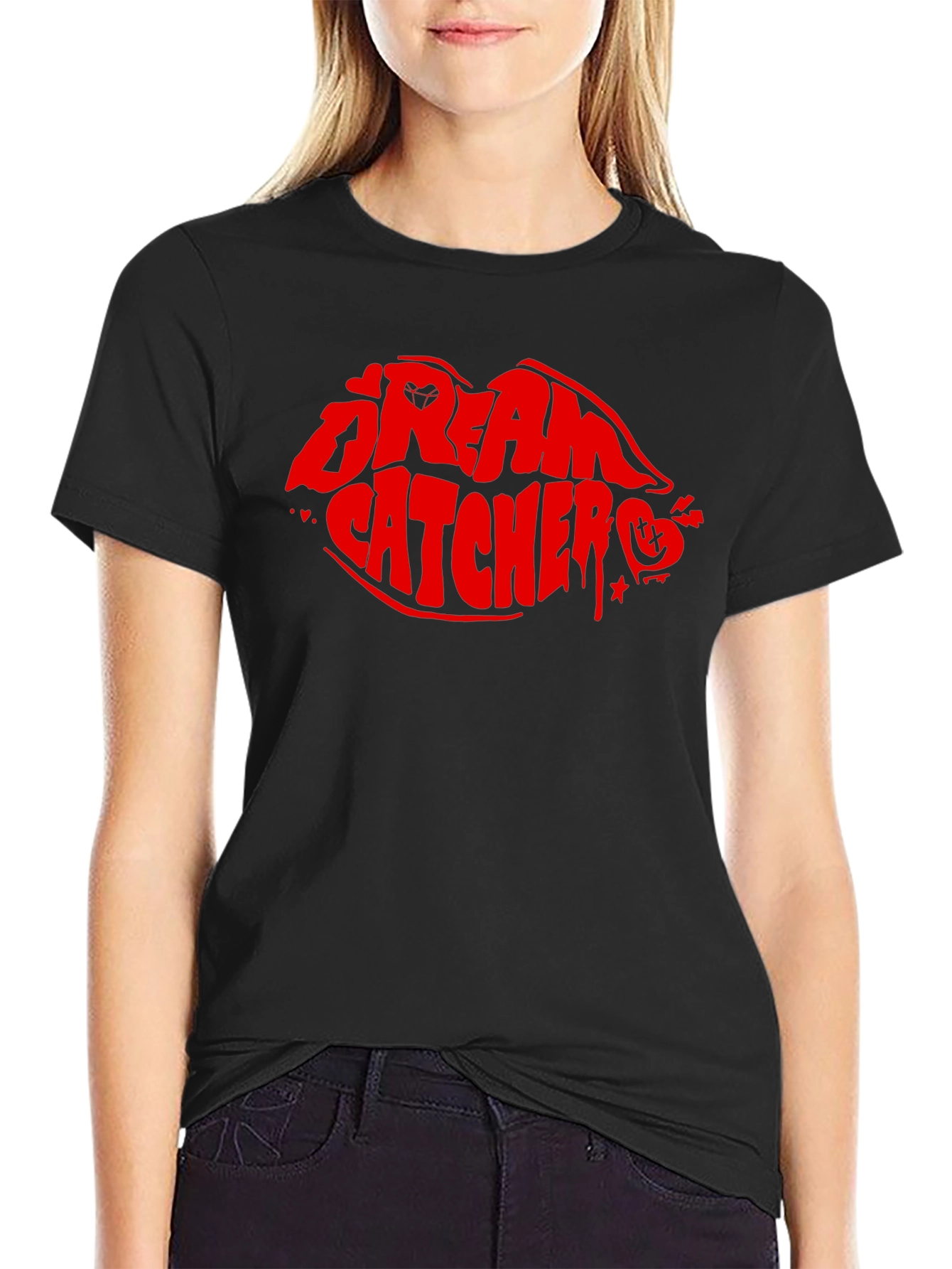Dream Catcher Lips Graphic T-Shirt - Black
