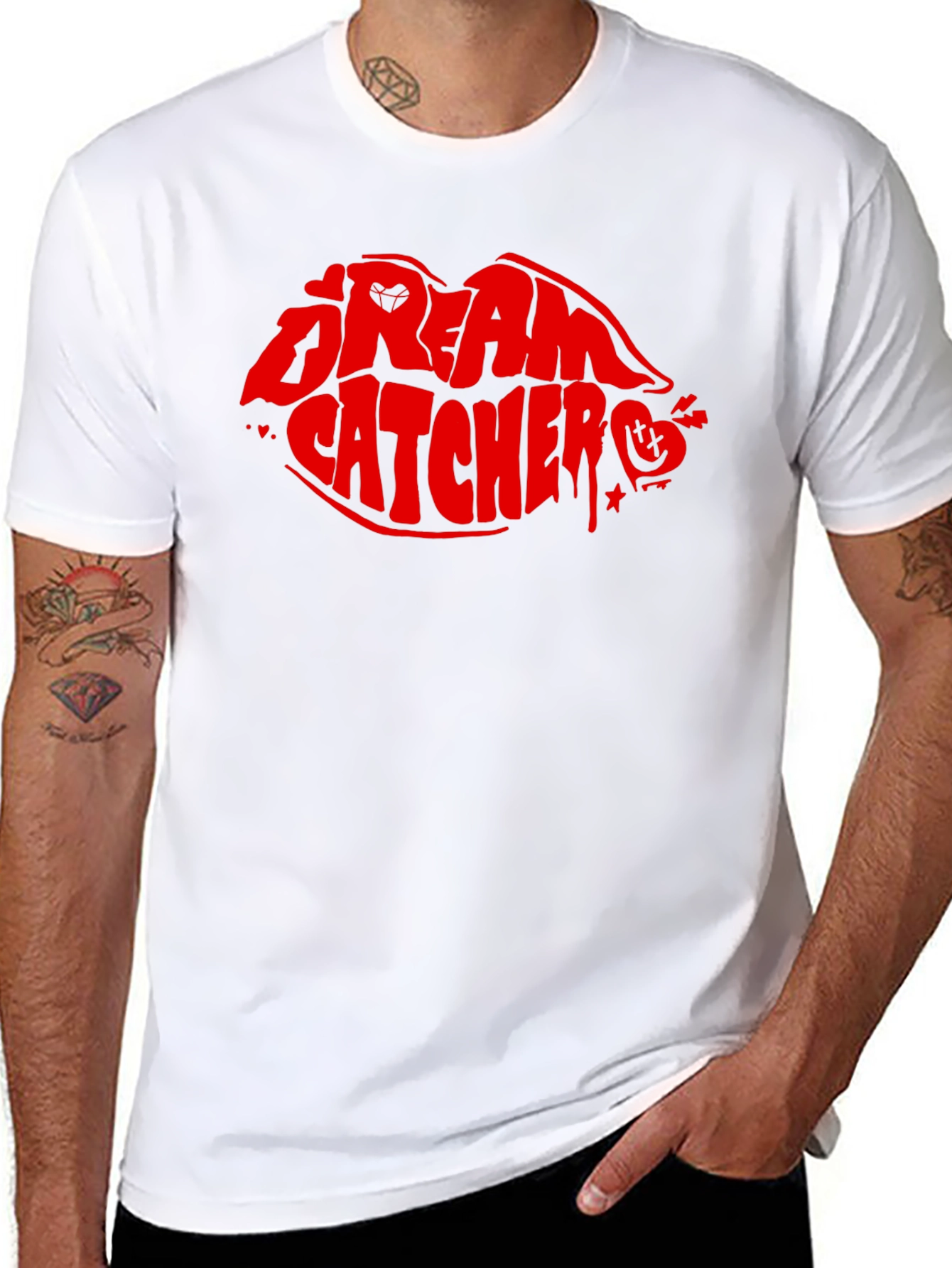 Dream Catcher Lips Graphic T-Shirt - Black