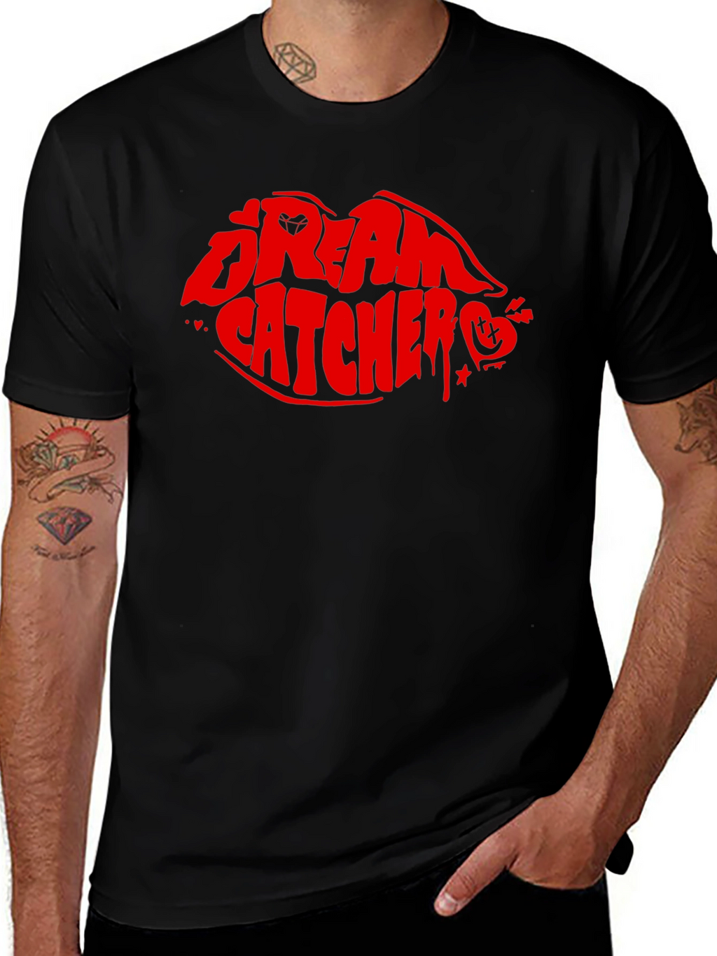 Dream Catcher Lips Graphic T-Shirt - Black
