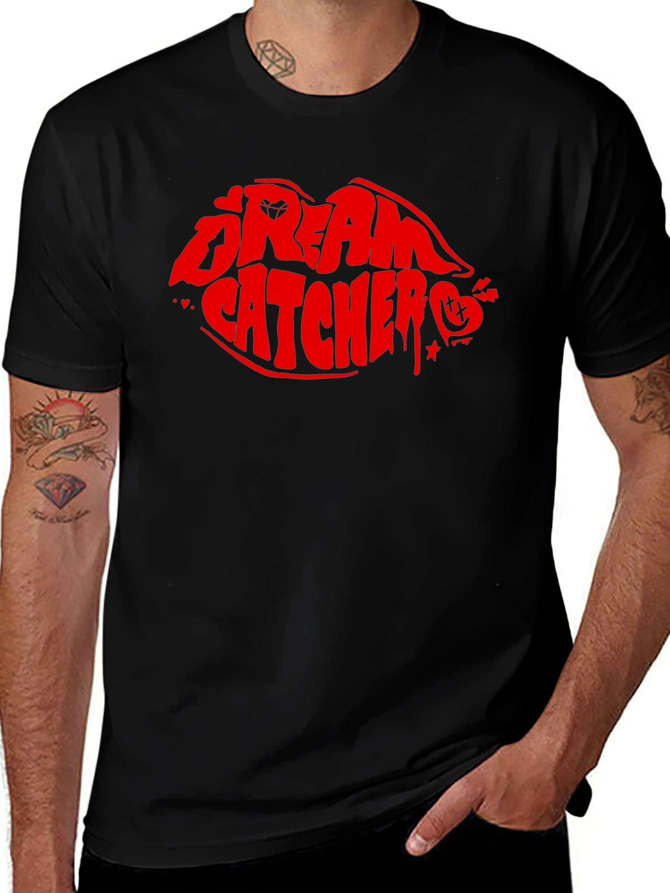 Dream Catcher Lips Graphic T-Shirt - Black