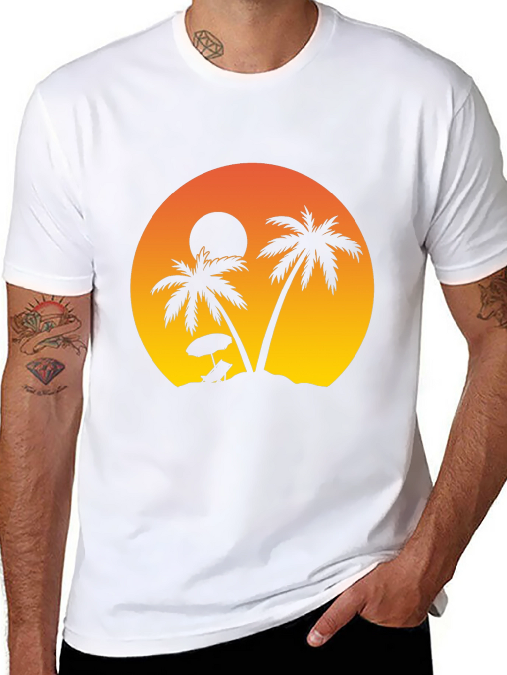 Sunset Beach Palm Tree T-Shirt