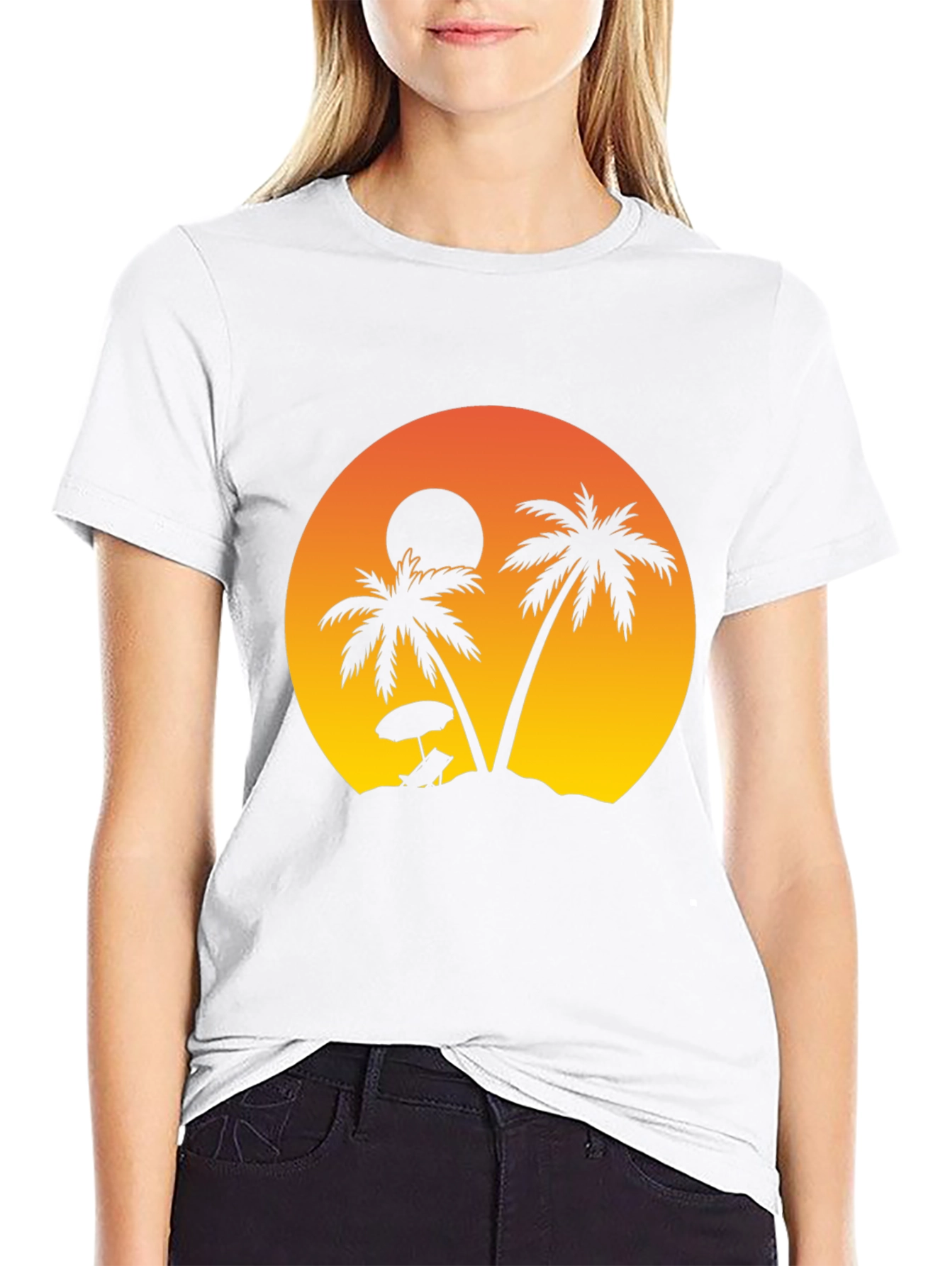 Sunset Beach Palm Tree T-Shirt