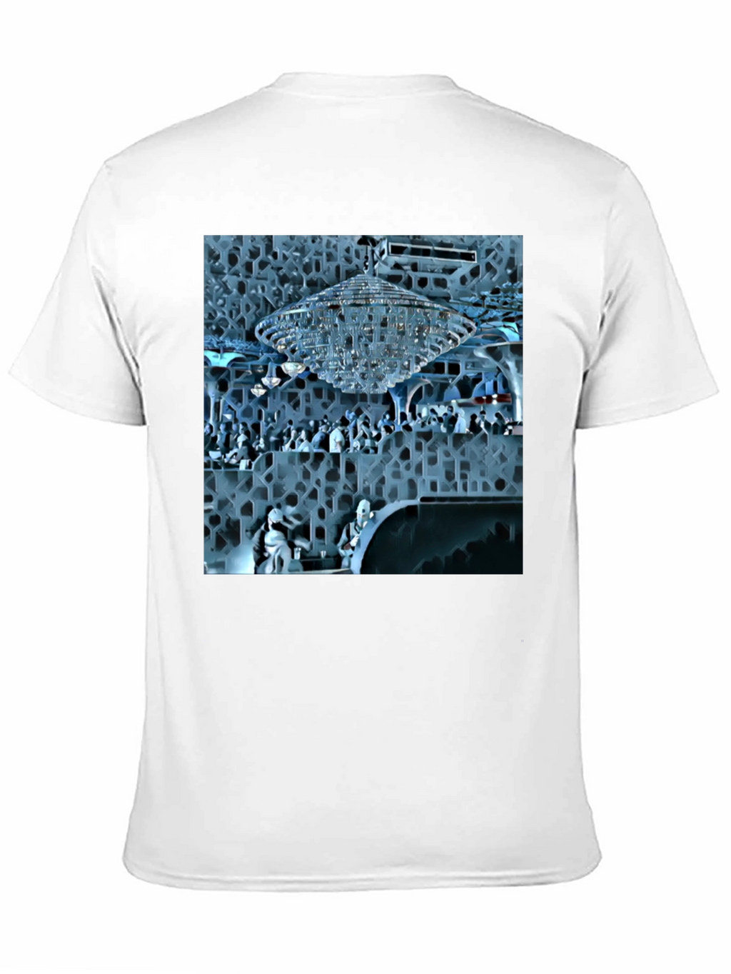 Stylish Black Tee with Crystal Chandelier Design