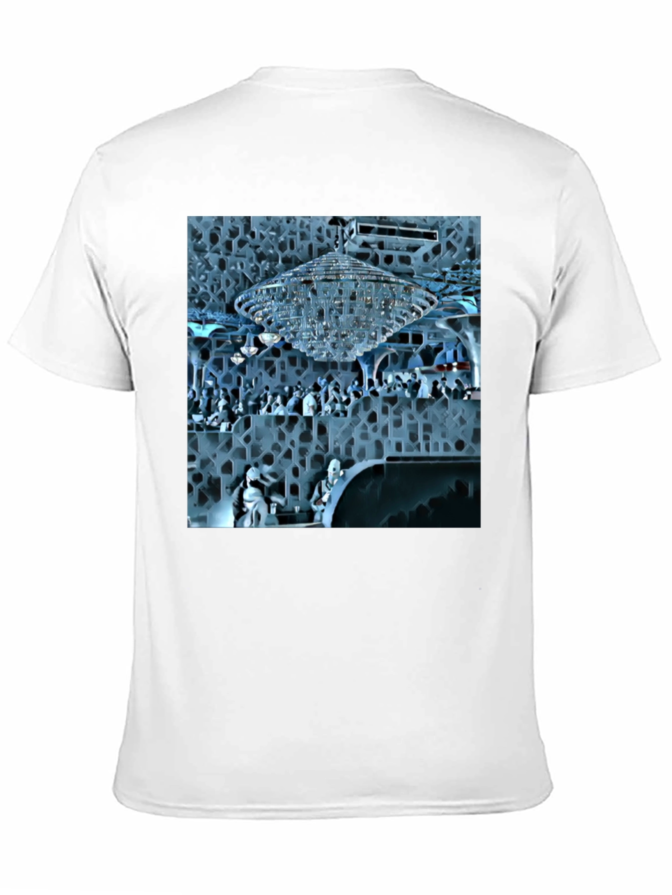 Stylish Black Tee with Crystal Chandelier Design