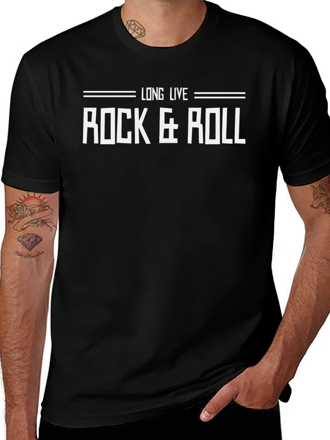 Long Live Rock & Roll Black Graphic T-Shirt