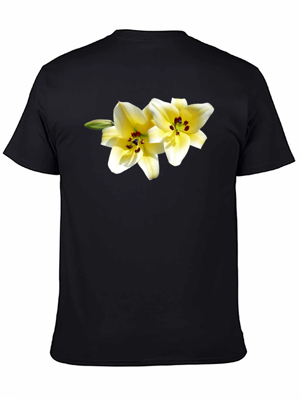 Floral Lily Graphic Tee - Black Cotton Blend