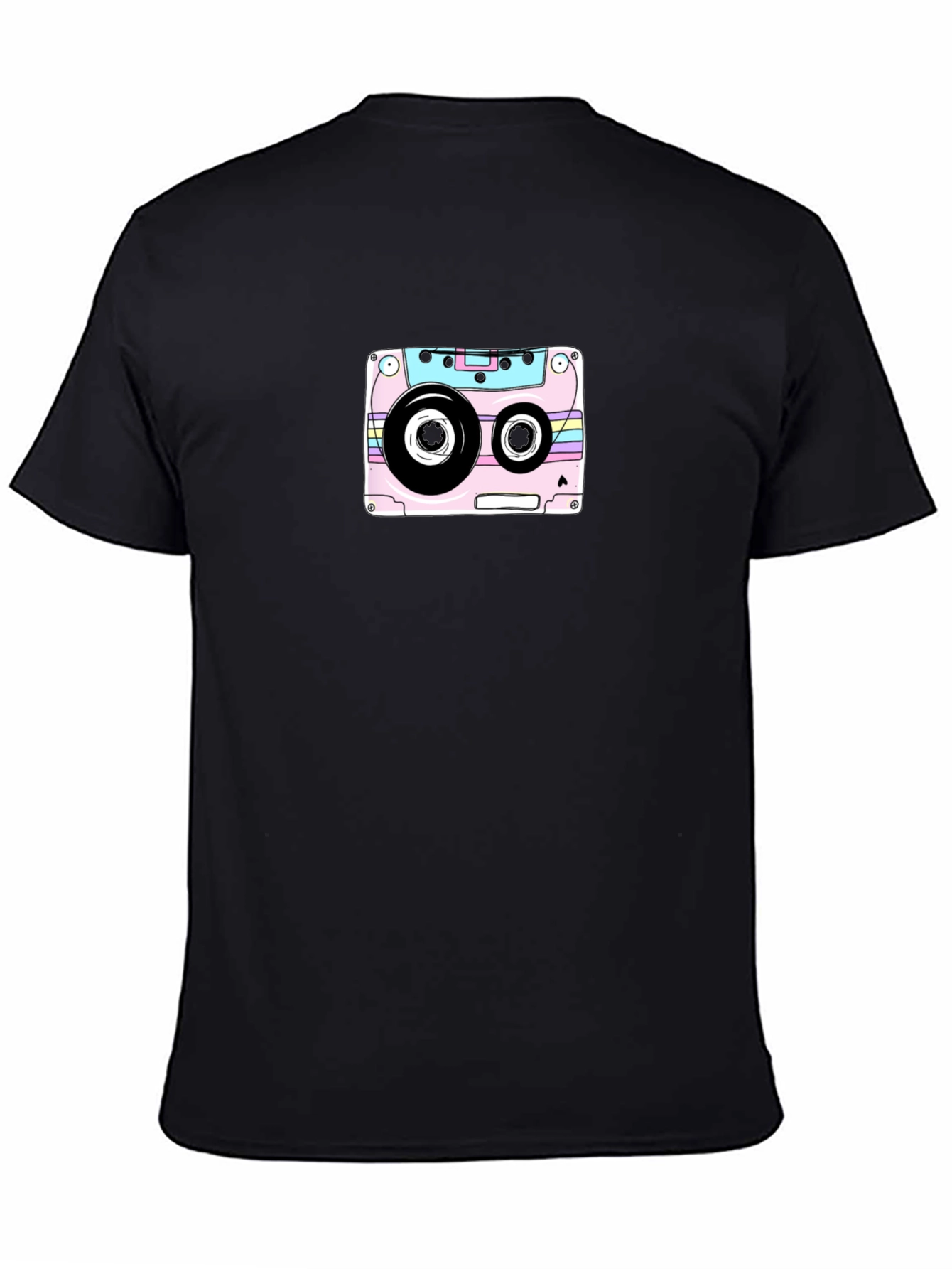 Retro Cassette Tape Graphic T-Shirt - Black