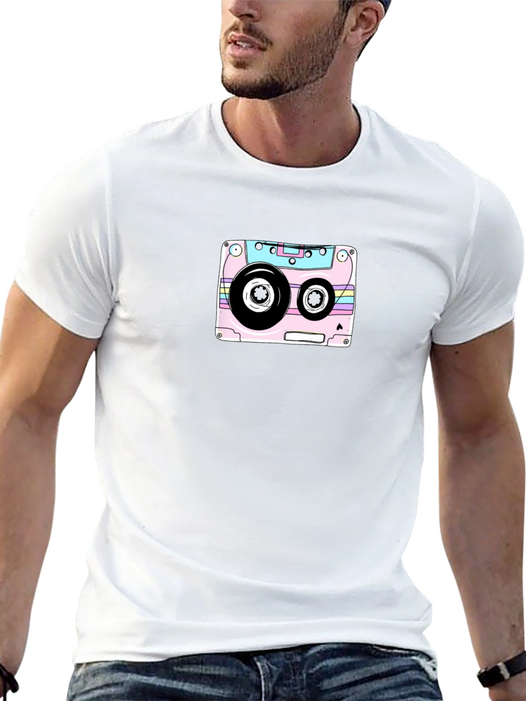 Retro Cassette Tape Graphic T-Shirt - Black