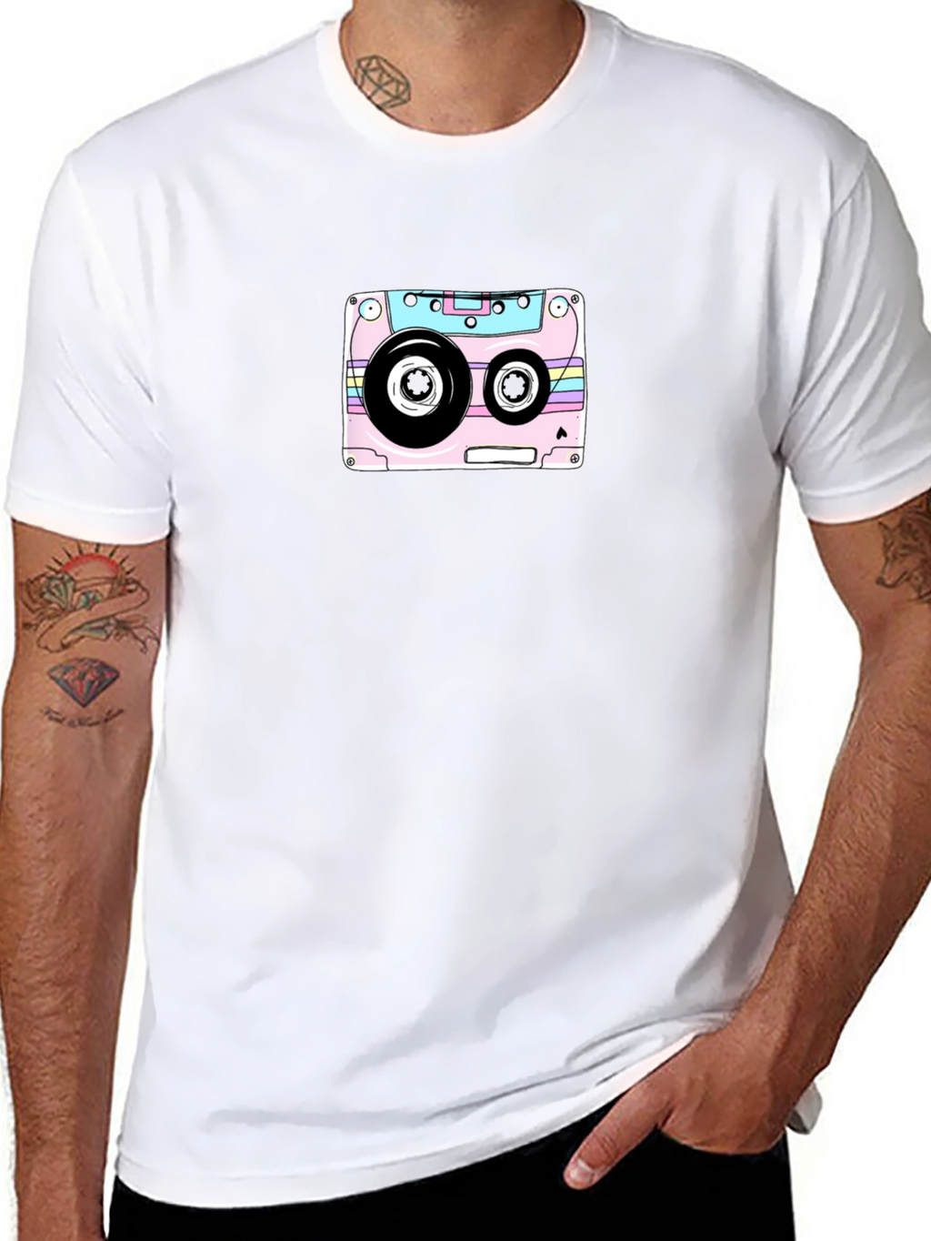 Retro Cassette Tape Graphic T-Shirt - Black