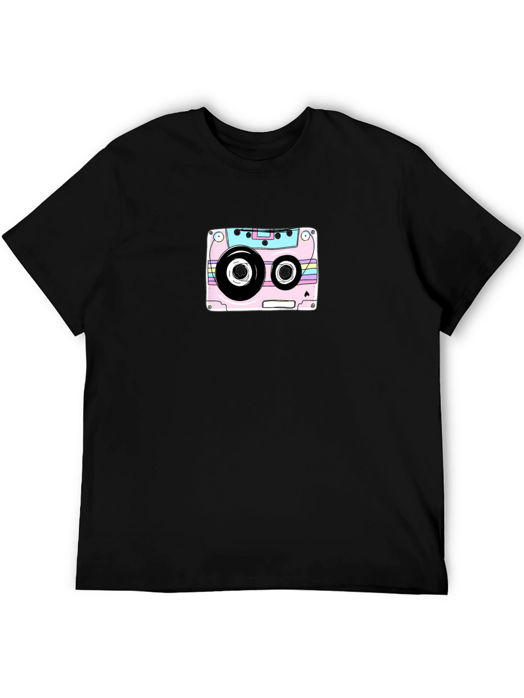 Retro Cassette Tape Graphic T-Shirt - Black