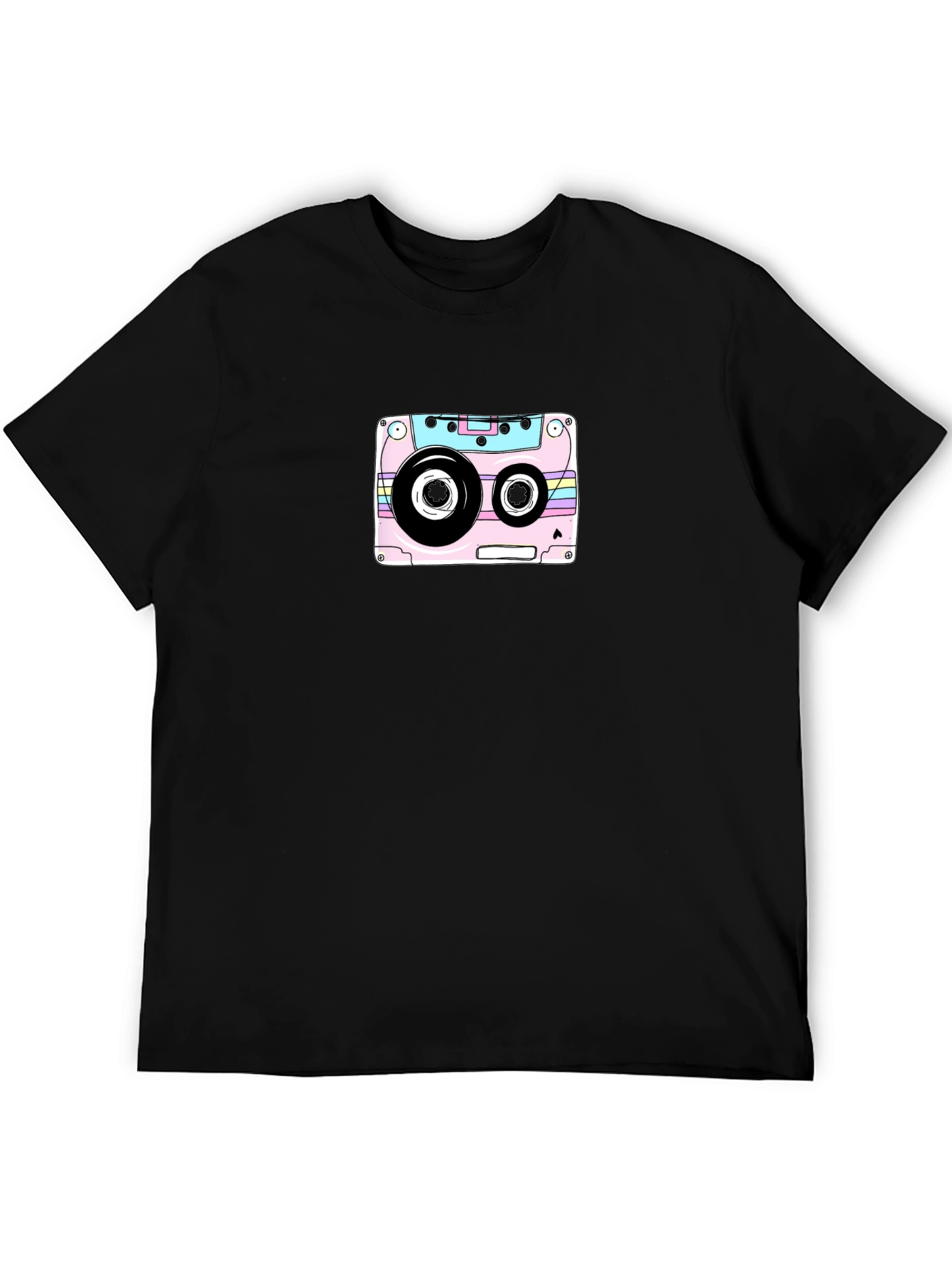 Retro Cassette Tape Graphic T-Shirt - Black