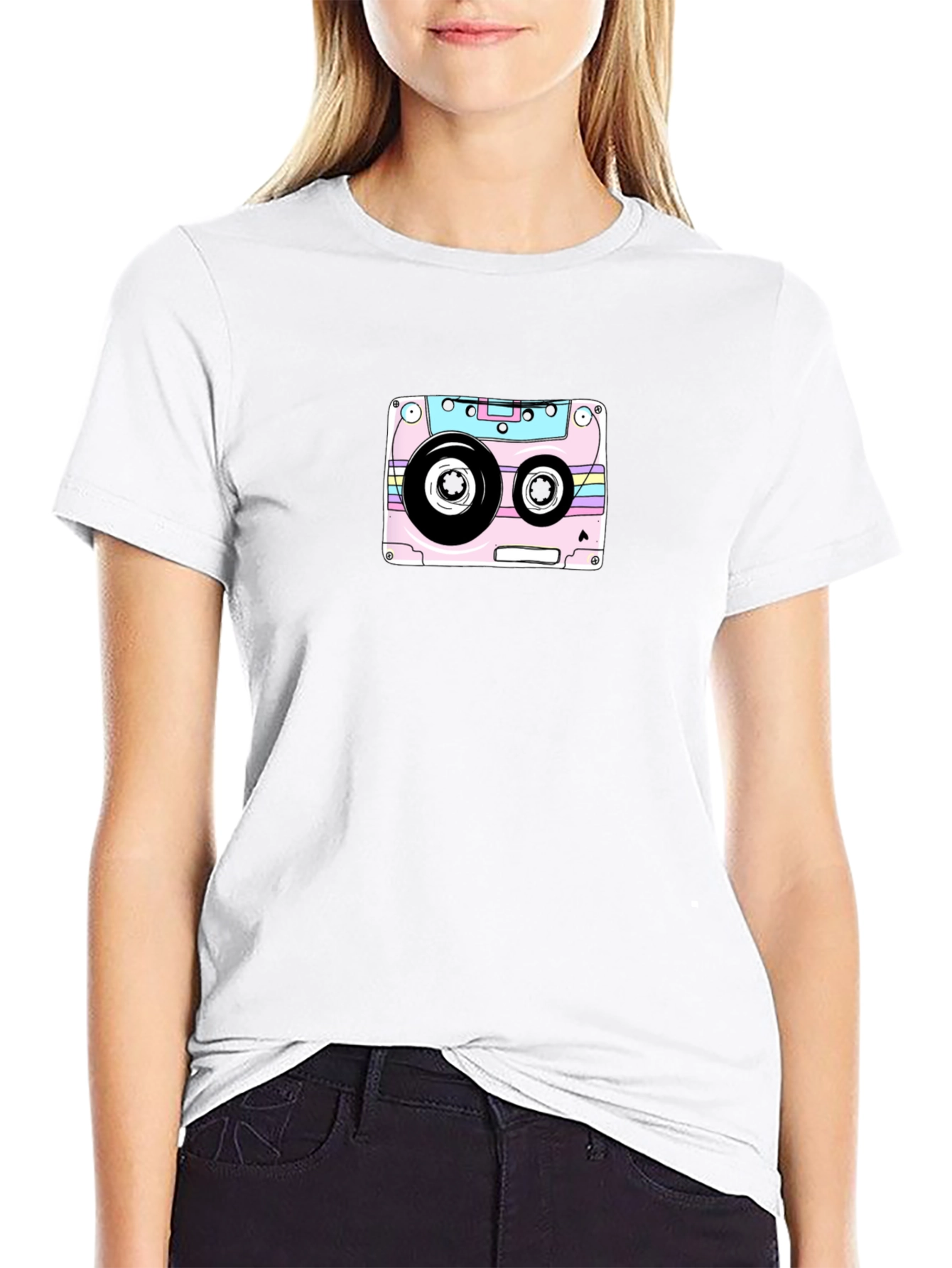 Retro Cassette Tape Graphic T-Shirt - Black