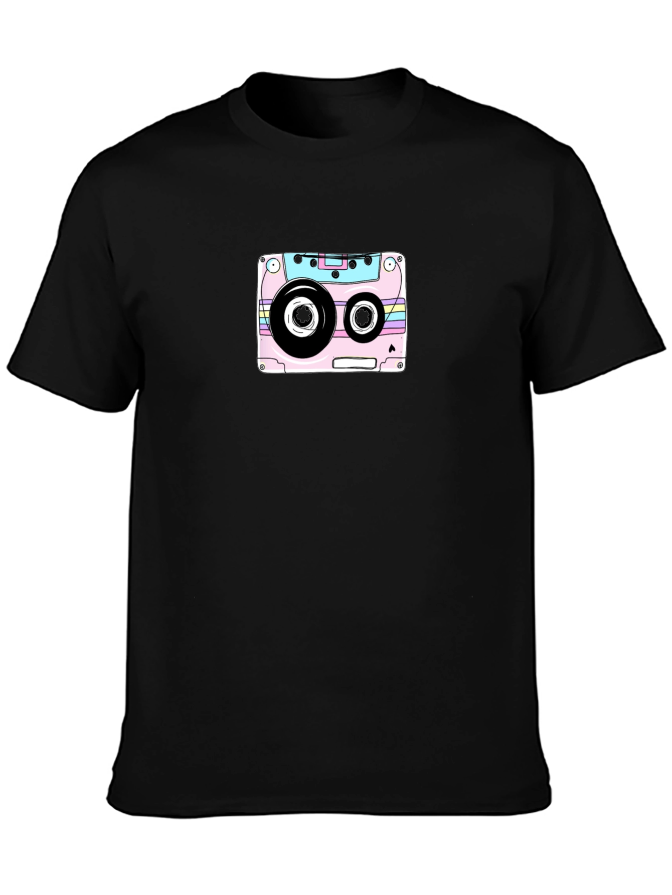 Retro Cassette Tape Graphic T-Shirt - Black
