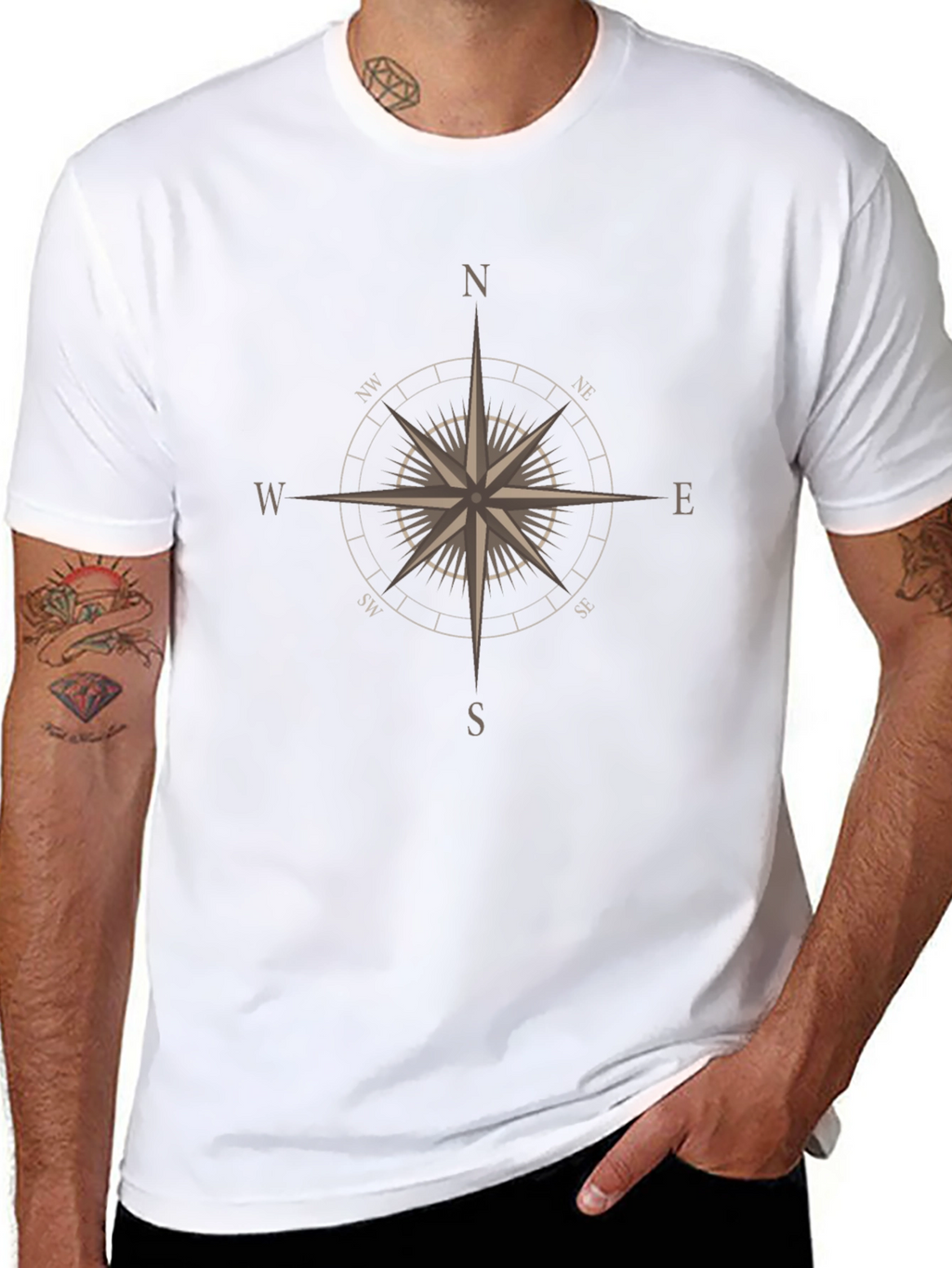 Compass Rose Graphic Tee - Black Cotton