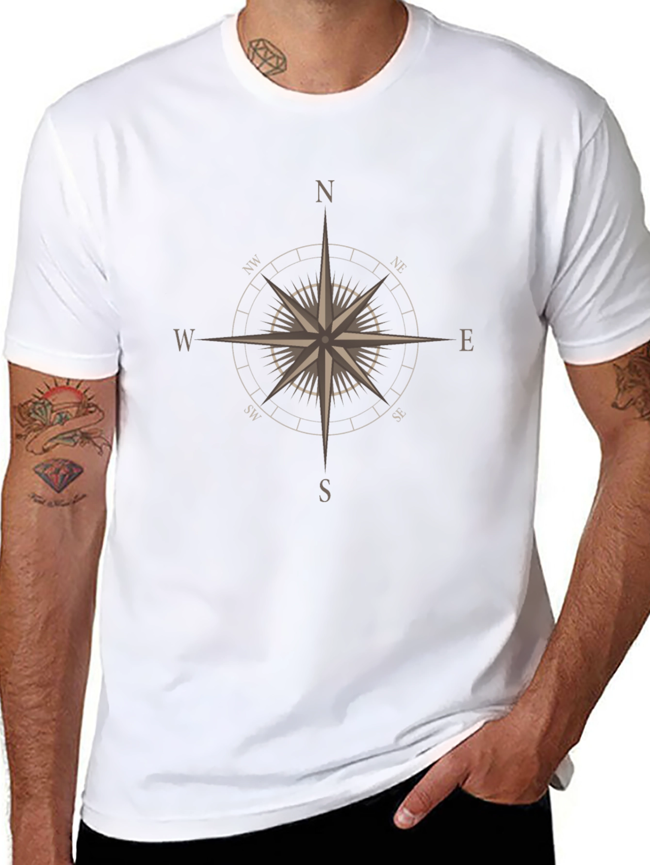 Compass Rose Graphic Tee - Black Cotton