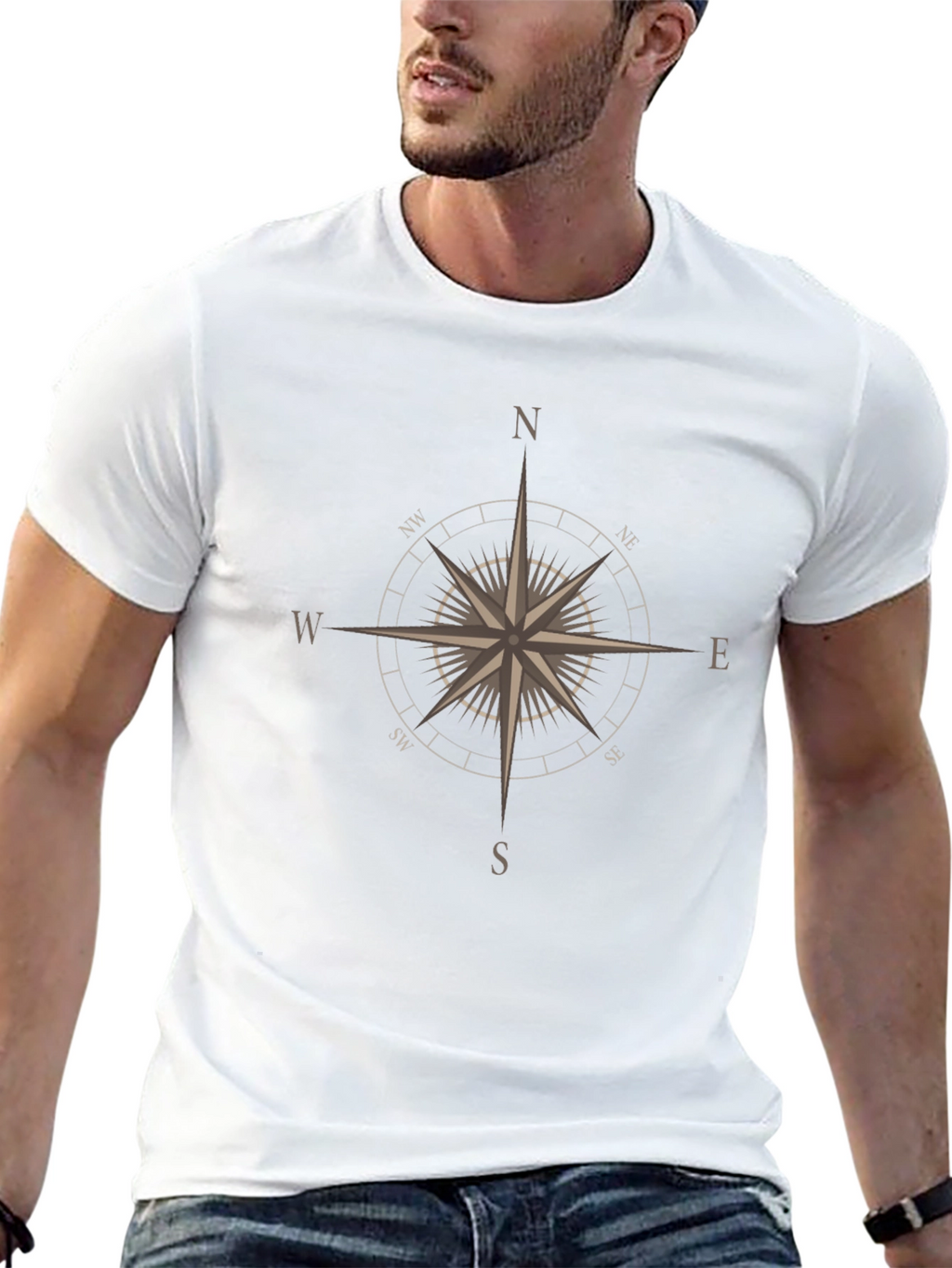 Compass Rose Graphic Tee - Black Cotton