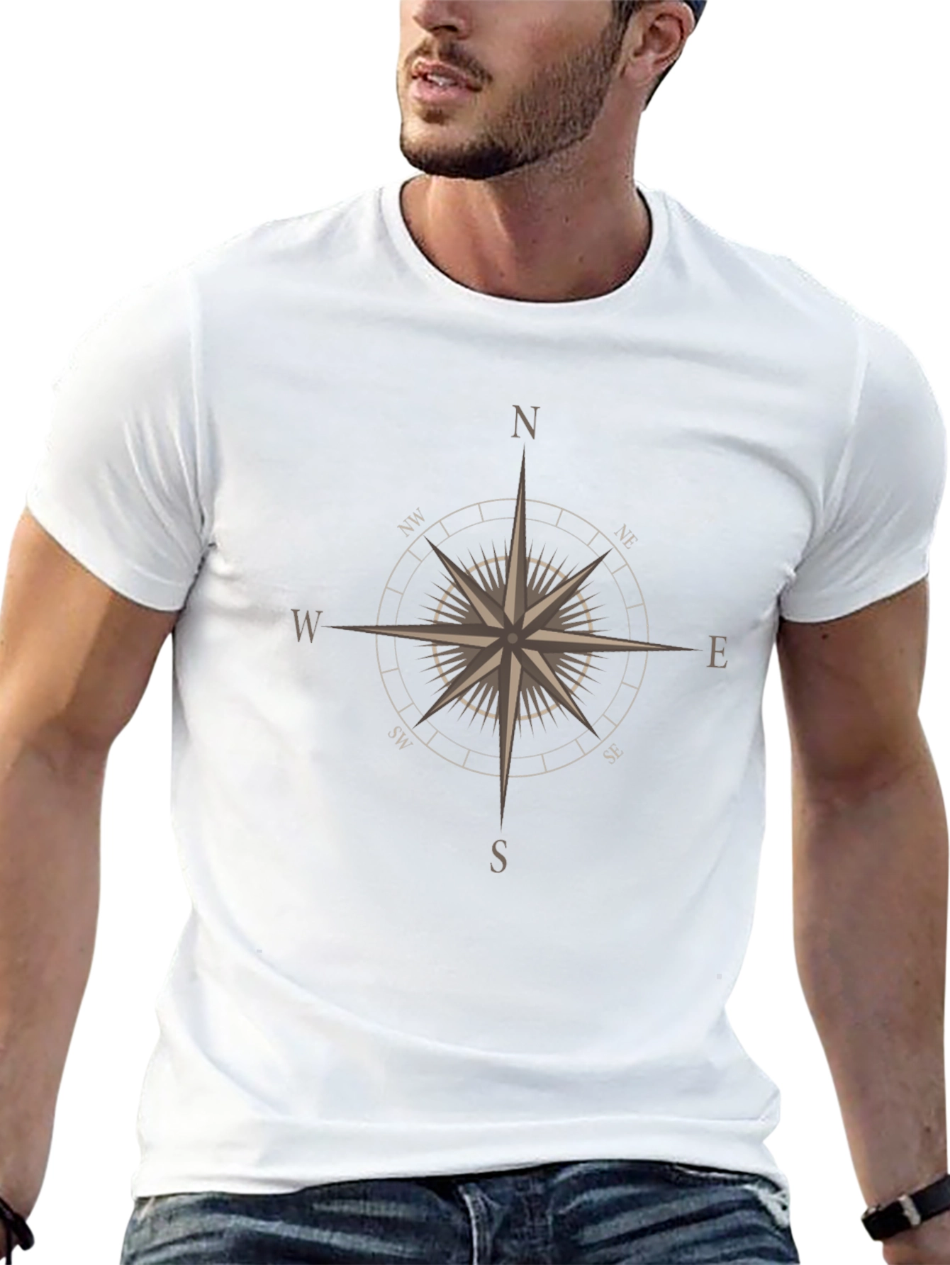 Compass Rose Graphic Tee - Black Cotton
