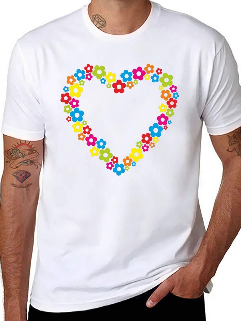 Floral Heart T-Shirt - Black