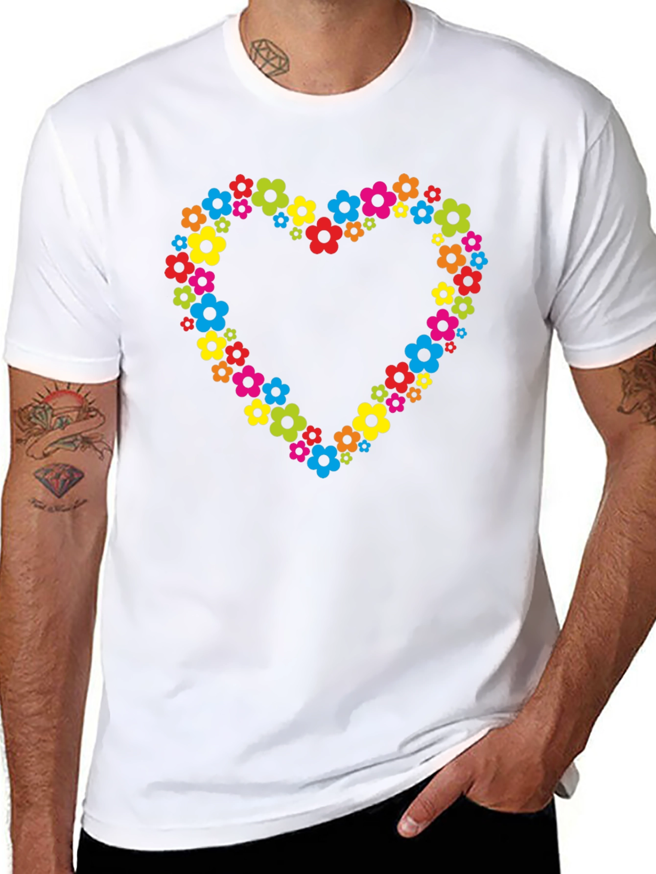 Floral Heart T-Shirt - Black