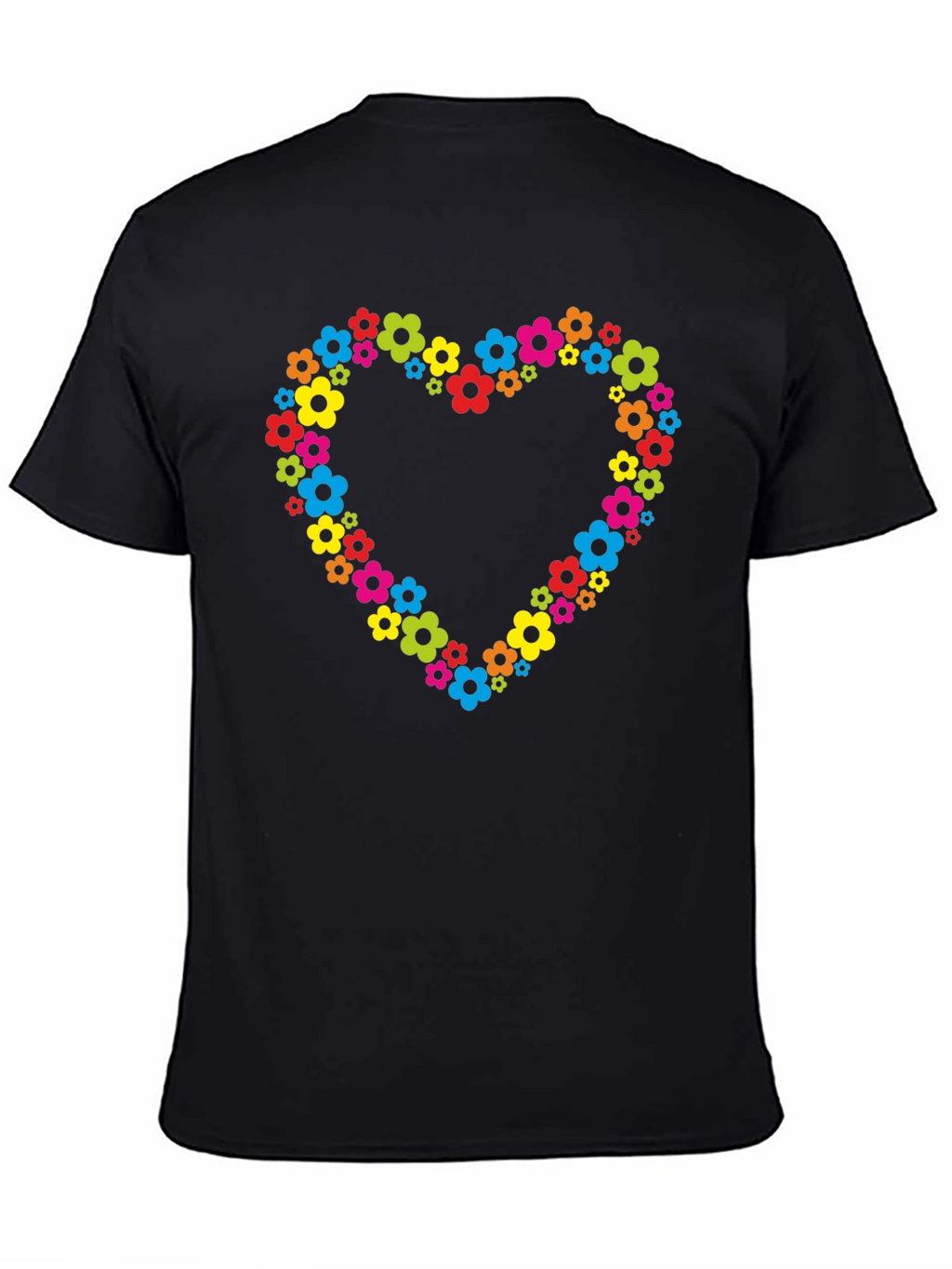 Floral Heart T-Shirt - Black