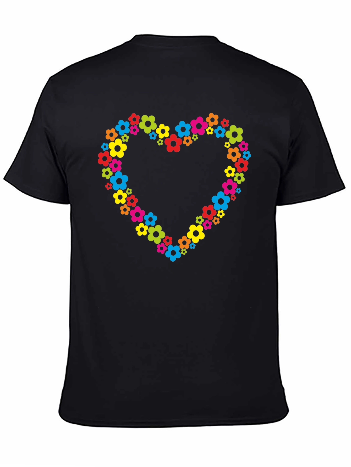 Floral Heart T-Shirt - Black