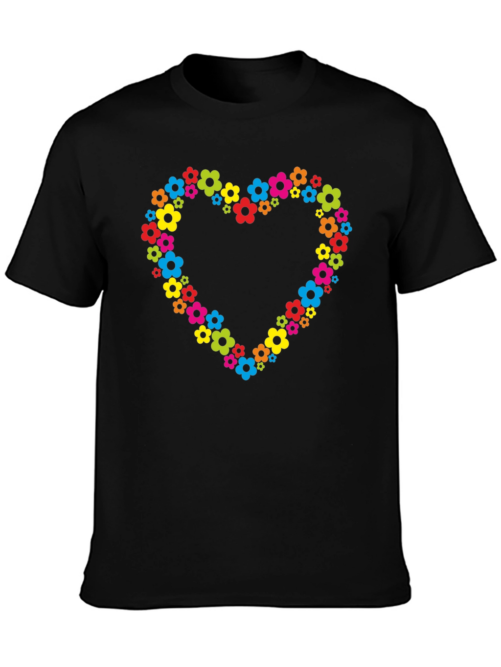 Floral Heart T-Shirt - Black