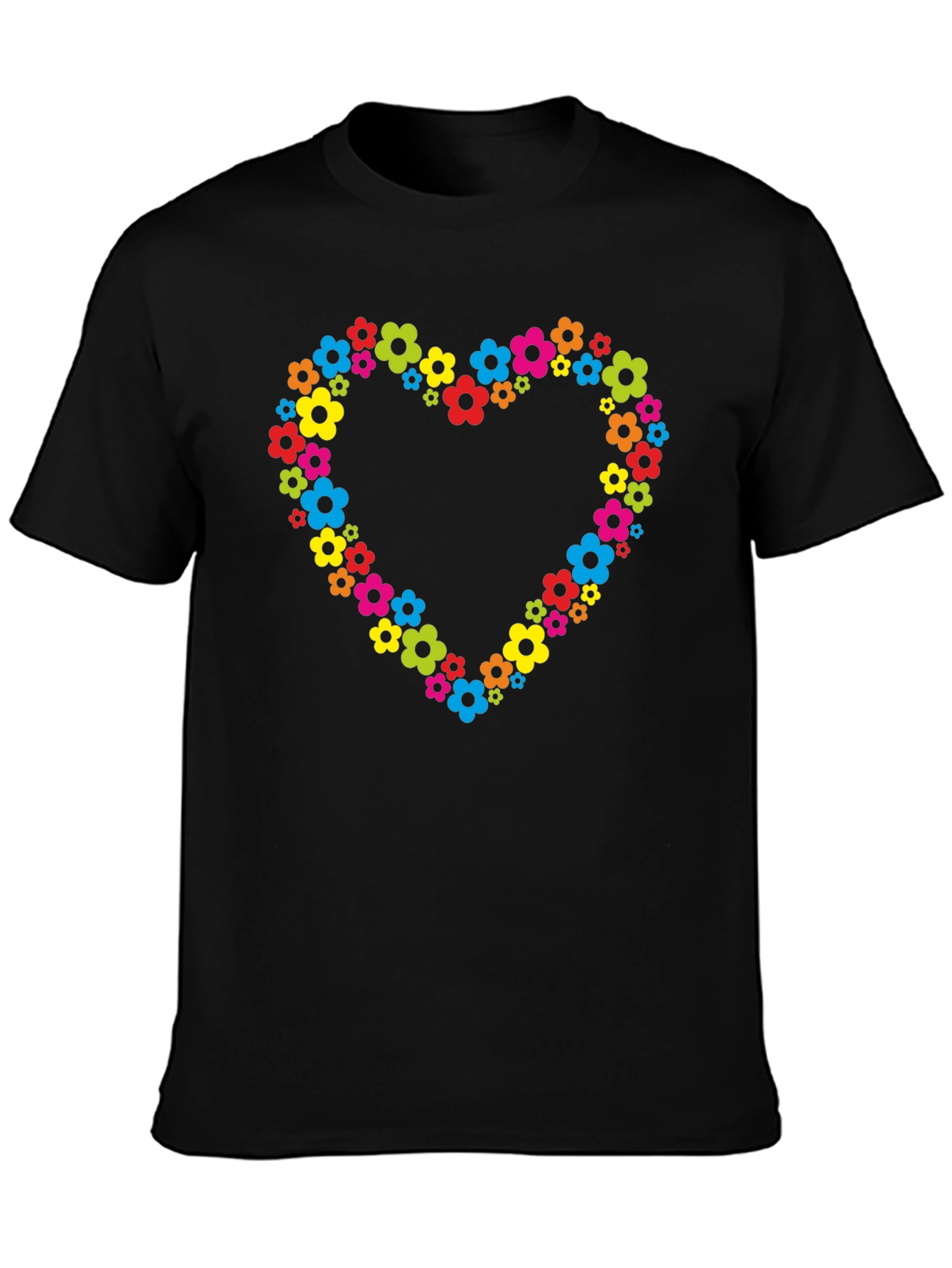 Floral Heart T-Shirt - Black