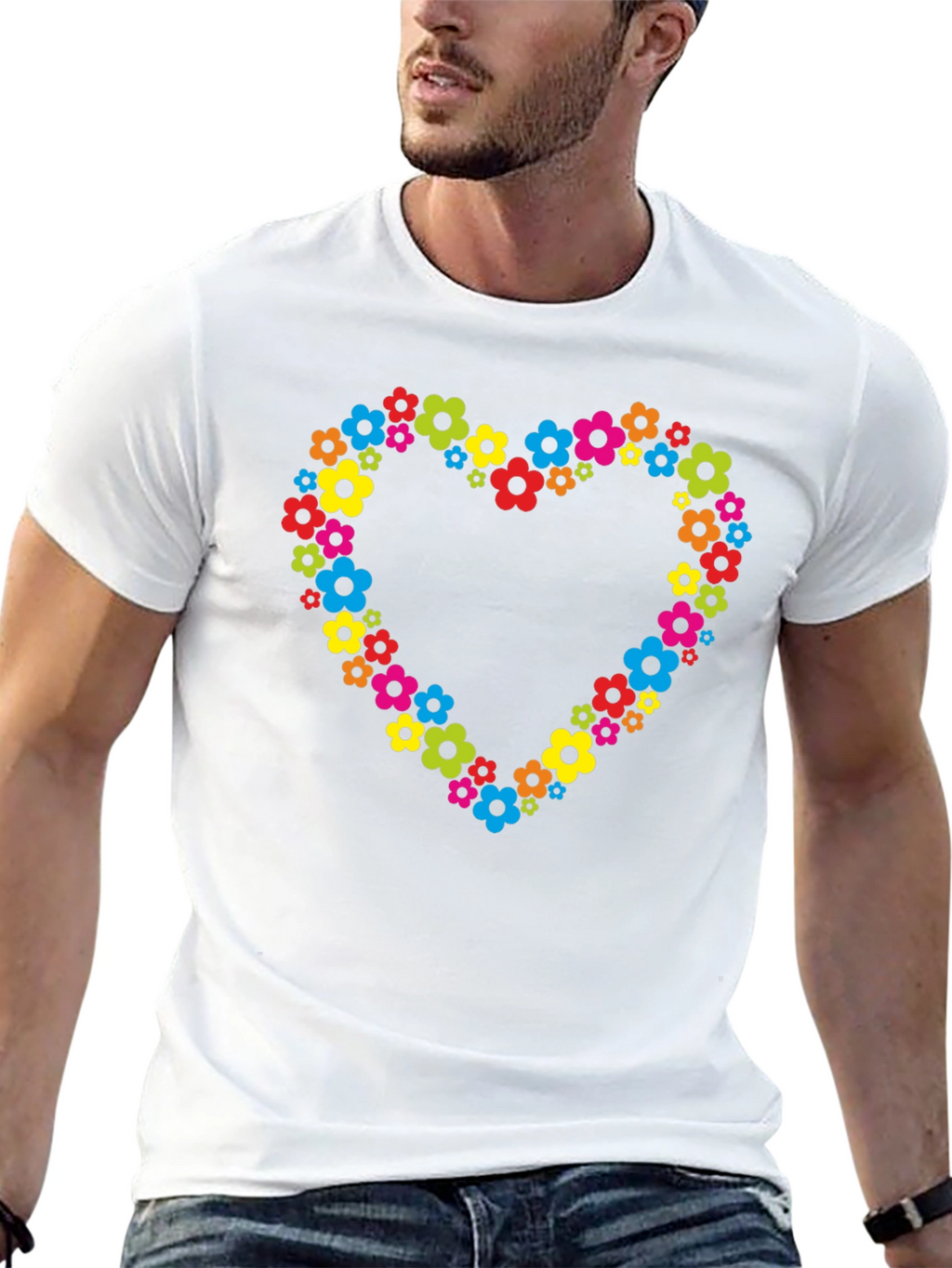 Floral Heart T-Shirt - Black