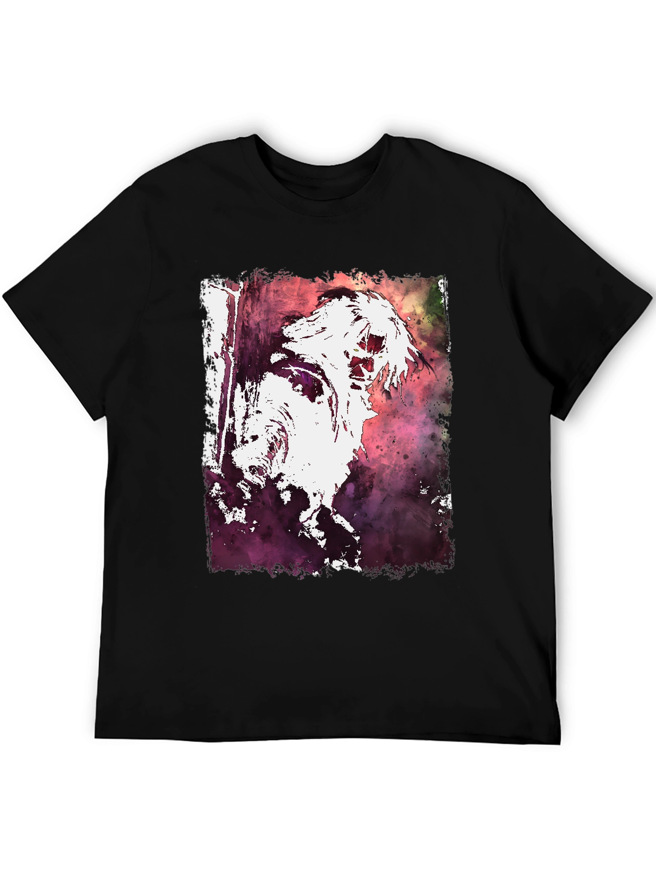 Watercolor Graphic Print Black Tee