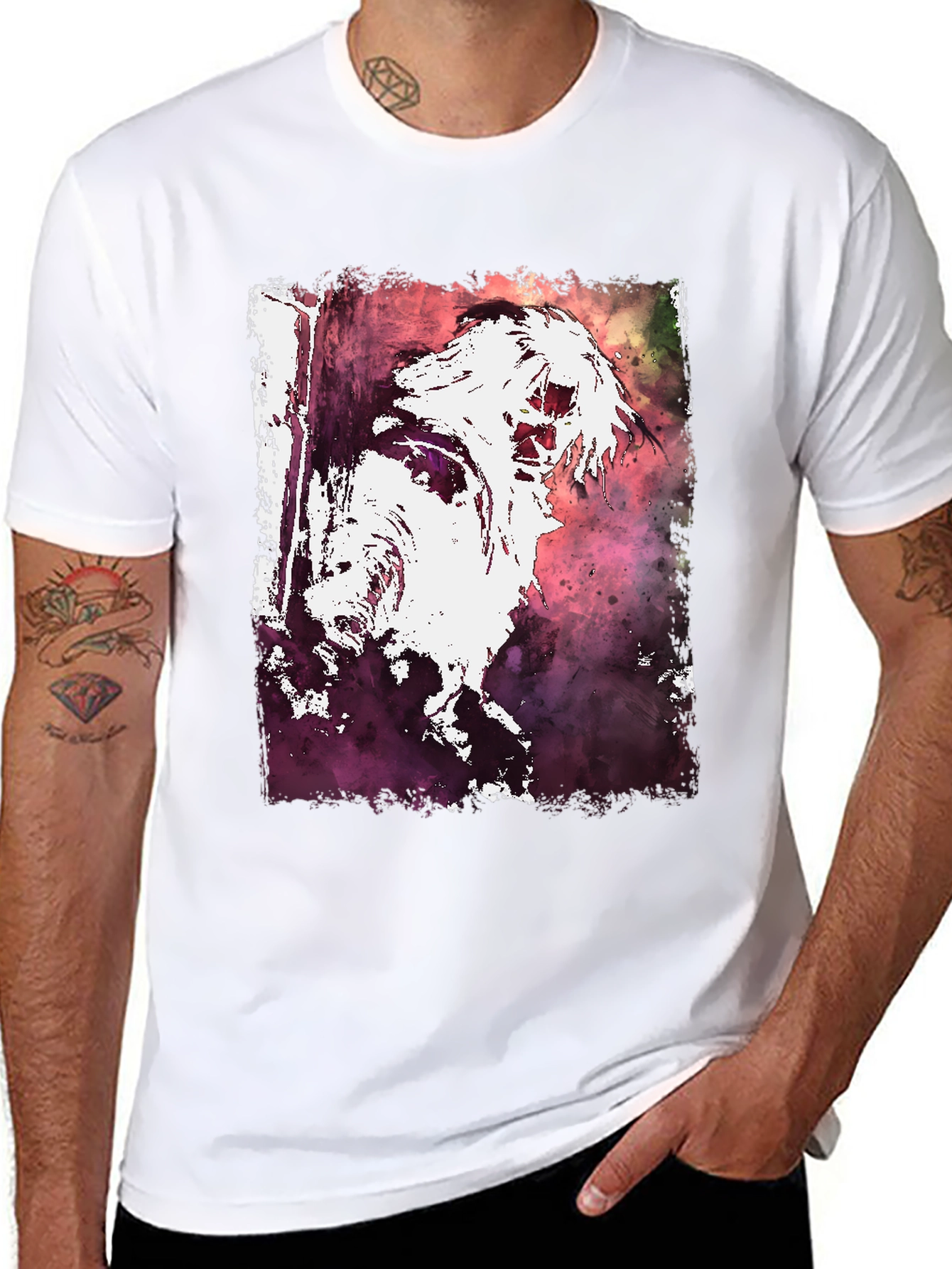 Watercolor Graphic Print Black Tee