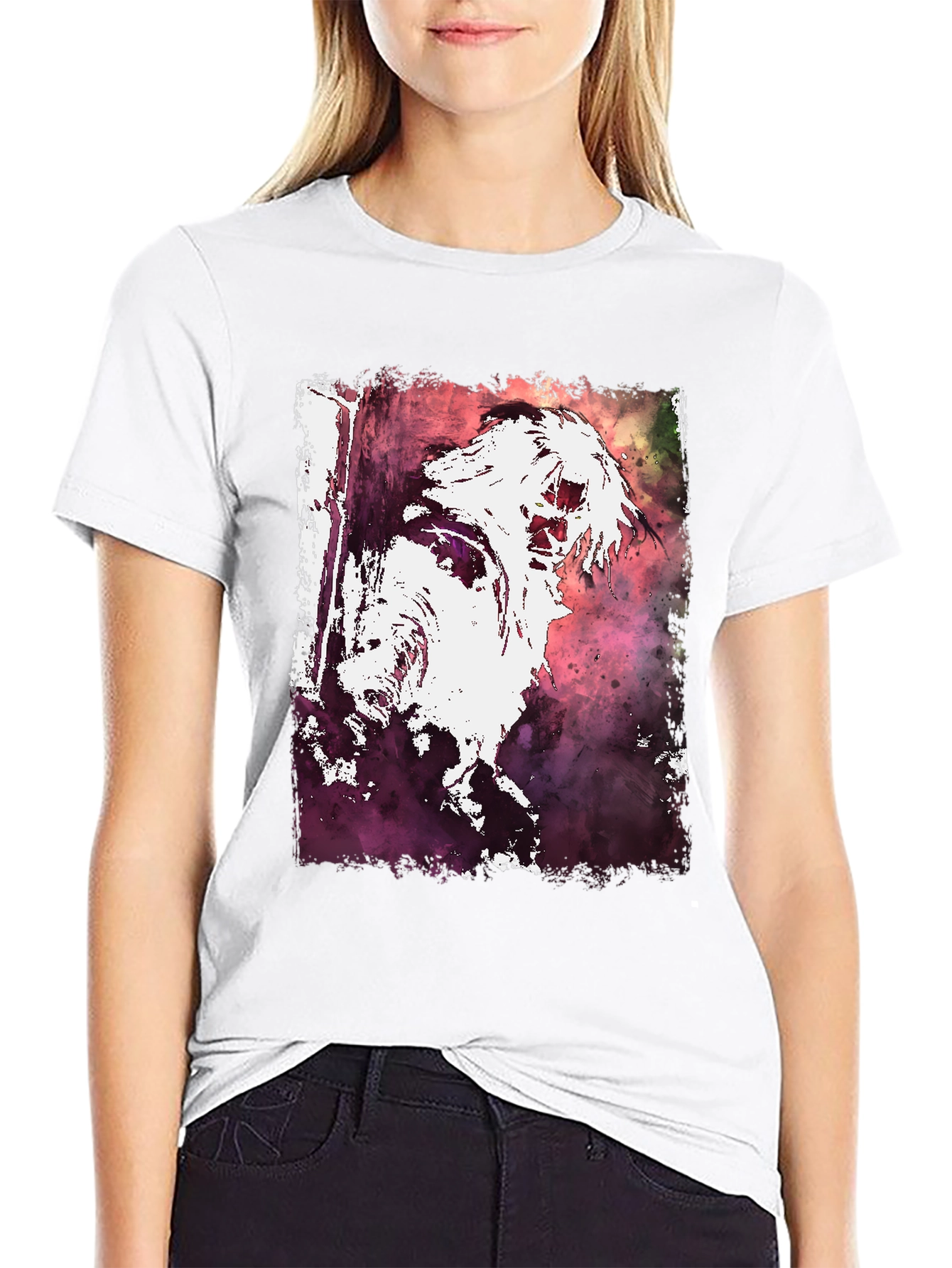 Watercolor Graphic Print Black Tee