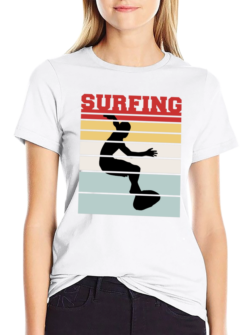 Surfing Retro T-Shirt - Black Cotton Tee